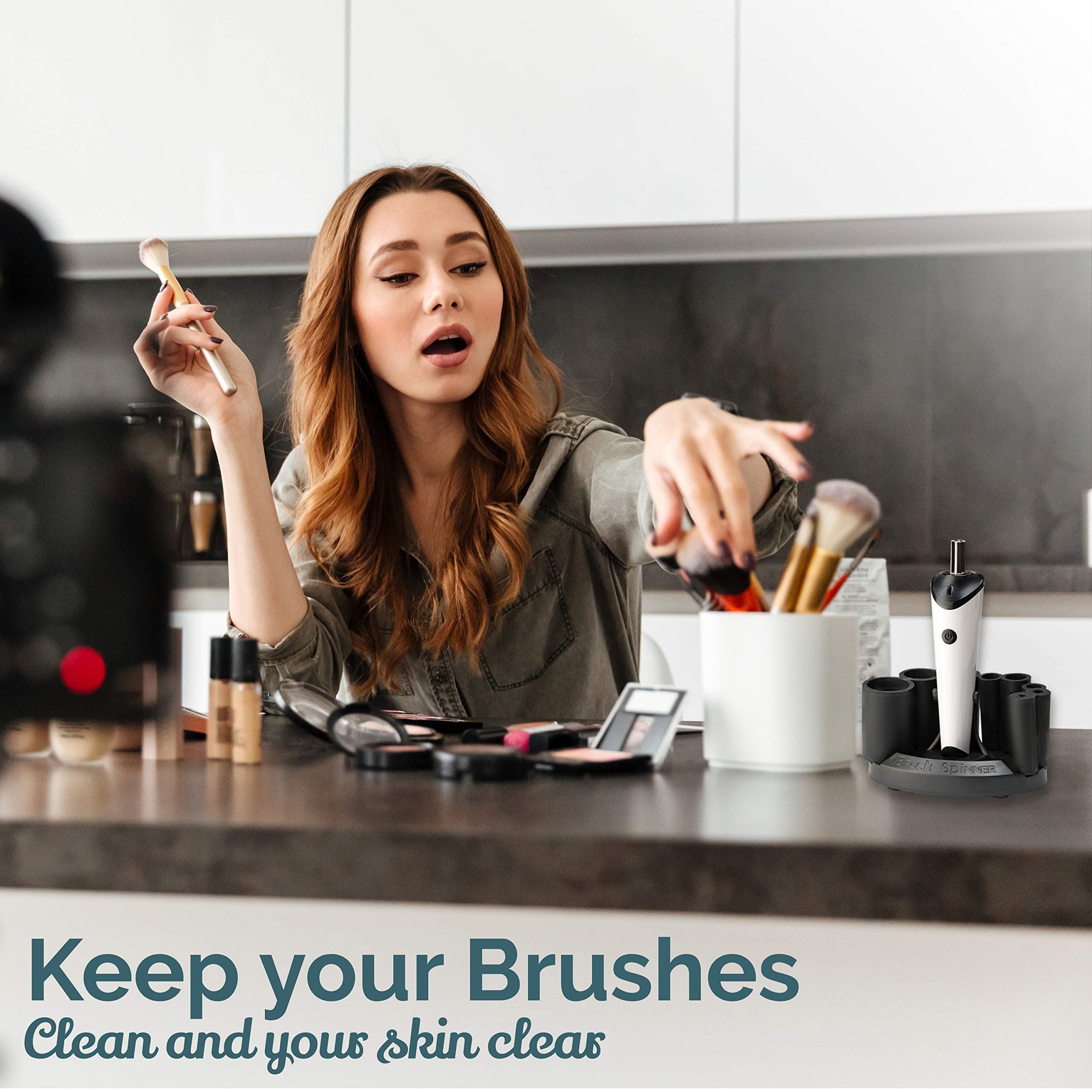Luxe Electric Makeup Brush Cleaner Machine Cleaning Solution - Usb Charging - Thumbnail 3