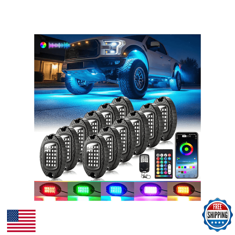 Ld Darkeagle 12Pods Heavy Duty Aluminum Rgb Led Rock Lights For Trucks Pickup