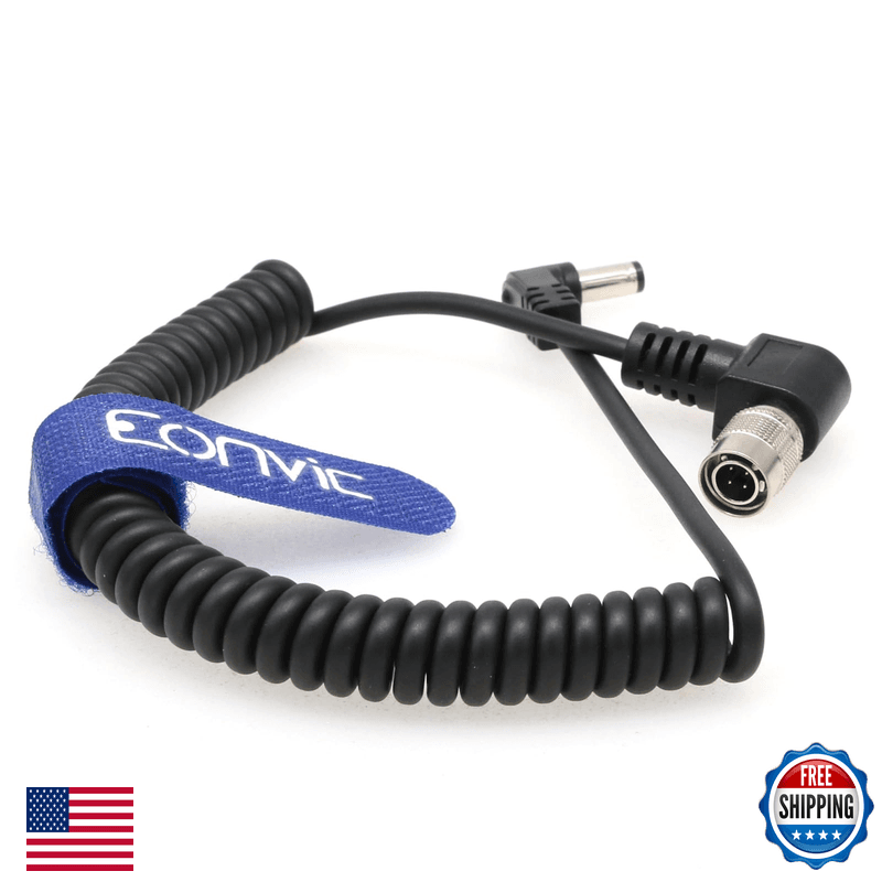 Eonvic 4 Pin Hirose Male Right Angle To Dc Power Coiled Cable For Sound Devices