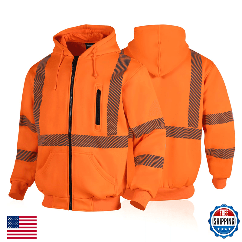 Fonirra High Visibility Safety Work Hoodie For Men Construction Hi Vis
