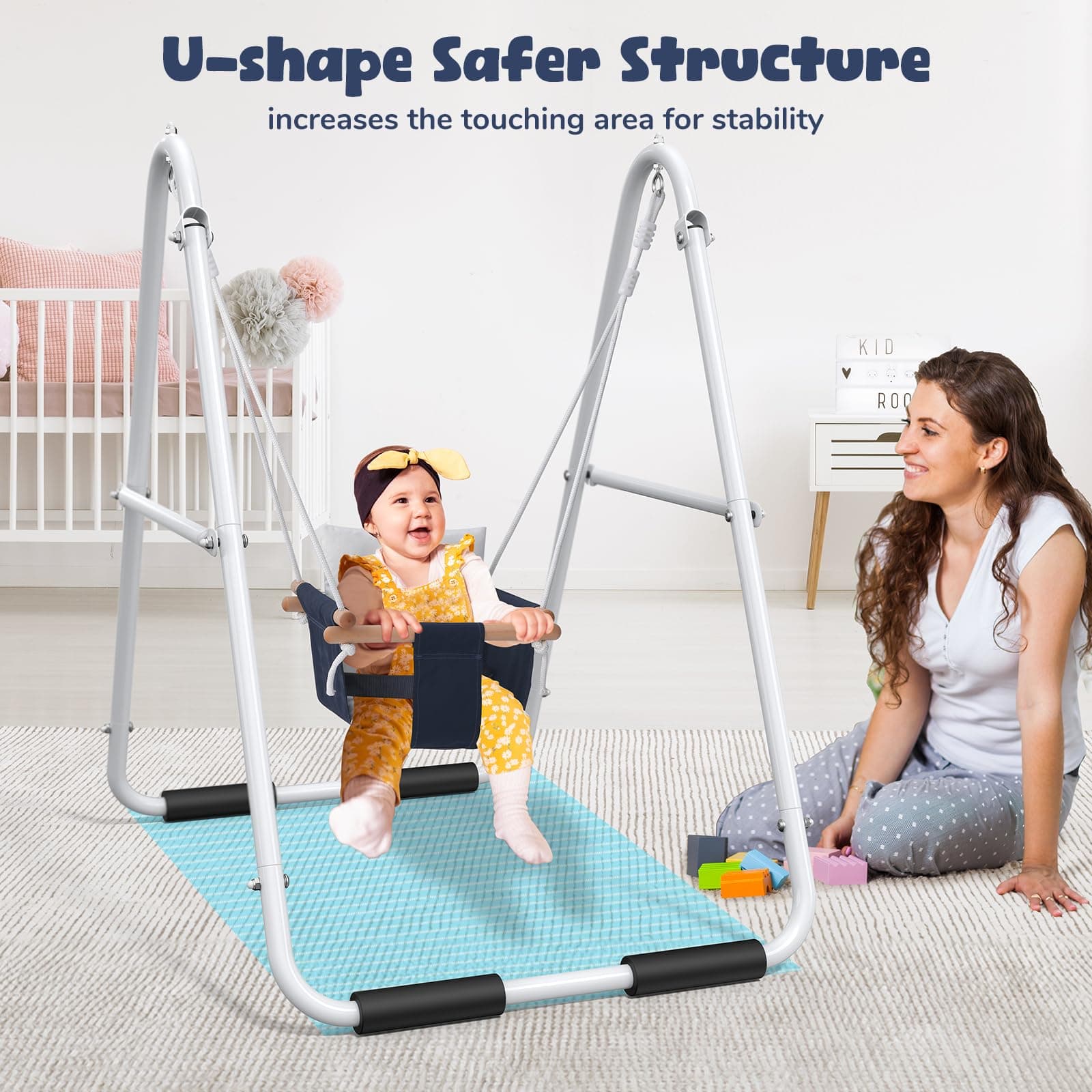 Hapfan Toddler Swing Stand Heavy Duty Baby Indoor Outdoor Swing Set Safety - Thumbnail 2