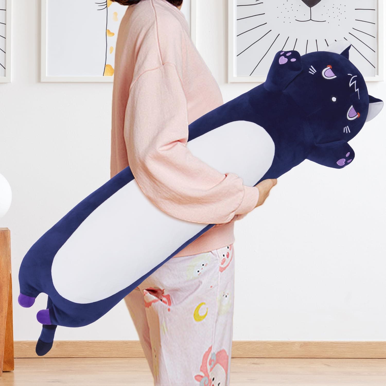 Sausudols Long Cat Body Pillow For Kids Cute Cat Stuffed Animals Gifts For - Thumbnail 6