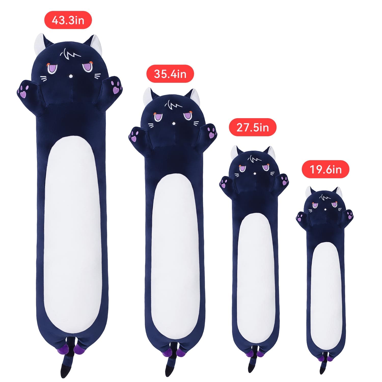 Sausudols Long Cat Body Pillow For Kids Cute Cat Stuffed Animals Gifts For - Thumbnail 7