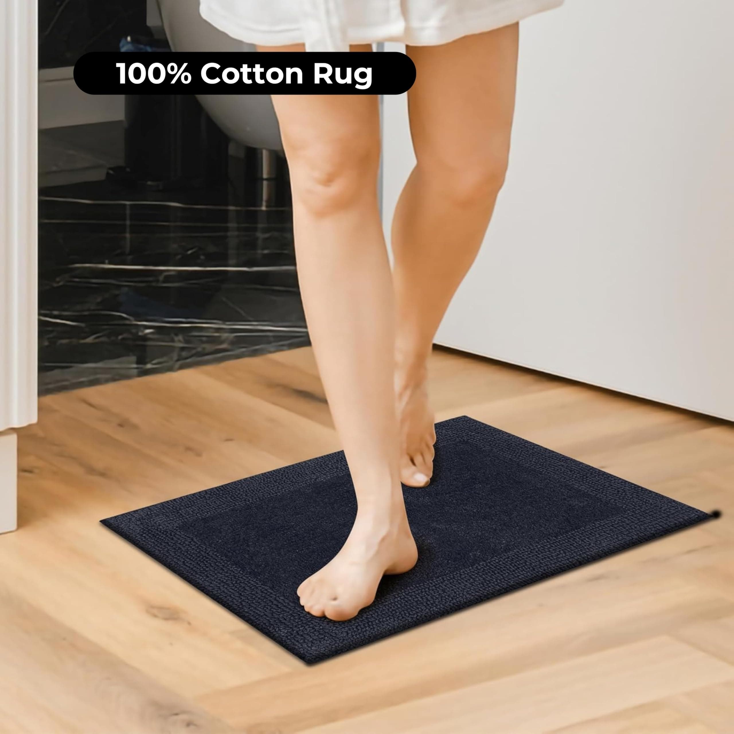 Bedding Craft 100 Cotton Bath Mat - Soft Hotel-Style Rectangular Bathroom Floor - Thumbnail 2