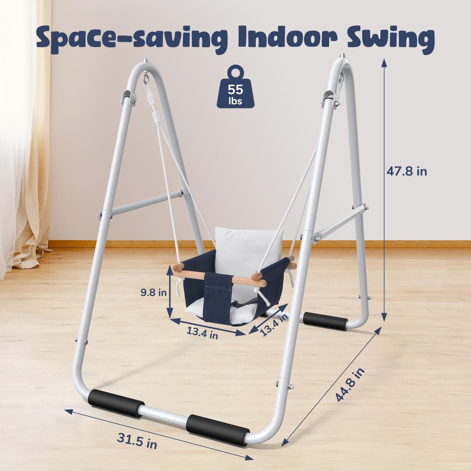 Hapfan Toddler Swing Stand Heavy Duty Baby Indoor Outdoor Swing Set Safety - Thumbnail 6