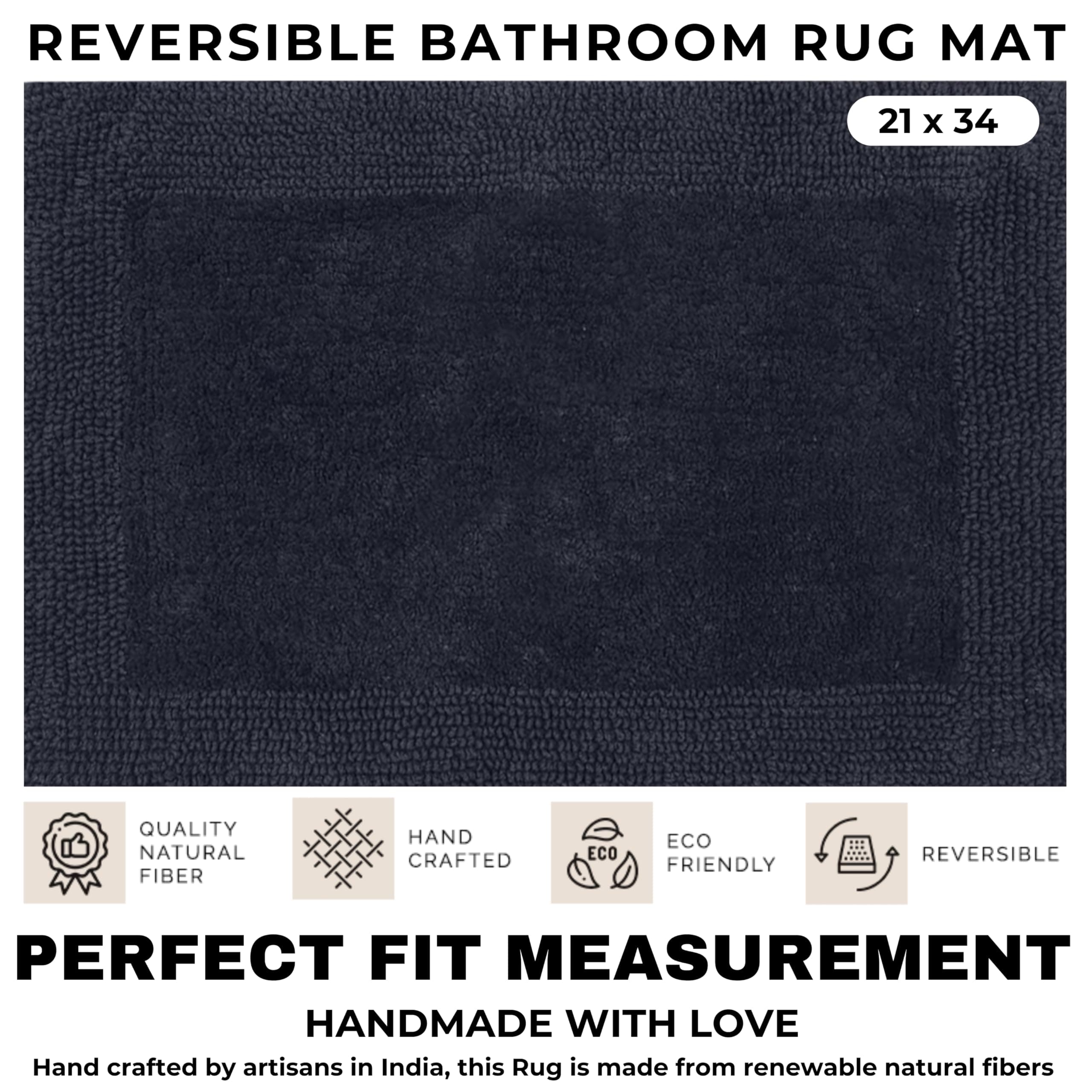 Bedding Craft 100 Cotton Bath Mat - Soft Hotel-Style Rectangular Bathroom Floor - Thumbnail 5