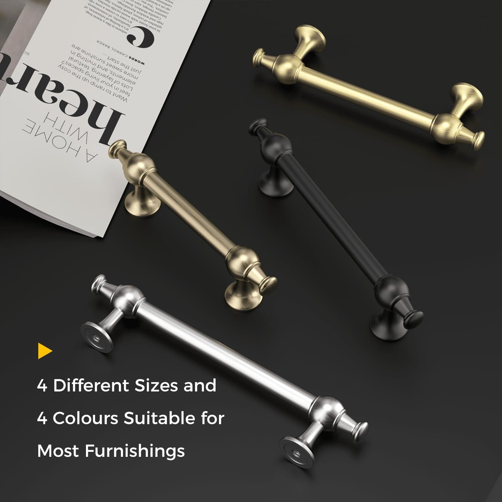 Rergy 10 Pack Gold Cabinet Pulls 3 Inch Hole Center Brushed Brass Handles - Thumbnail 4