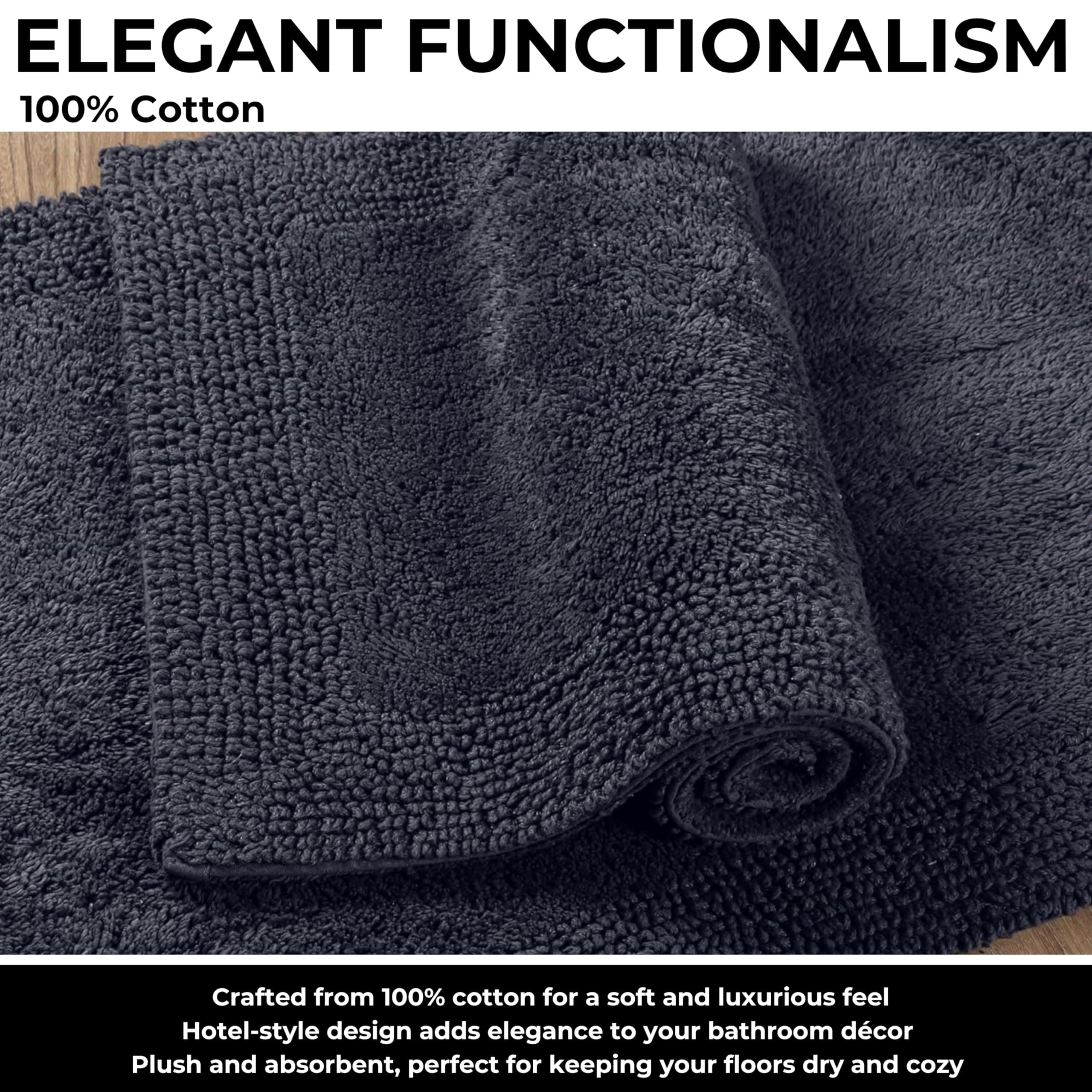 Bedding Craft 100 Cotton Bath Mat - Soft Hotel-Style Rectangular Bathroom Floor - Thumbnail 3