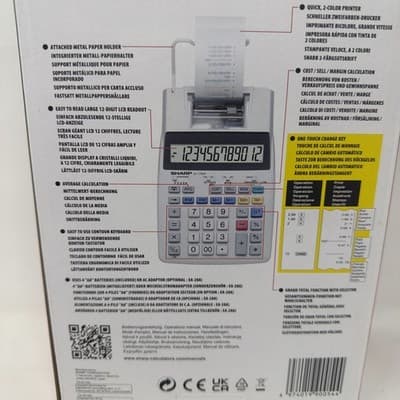 Sharp SH-EL1750V Printing Calculator , Black/Red - Thumbnail 4