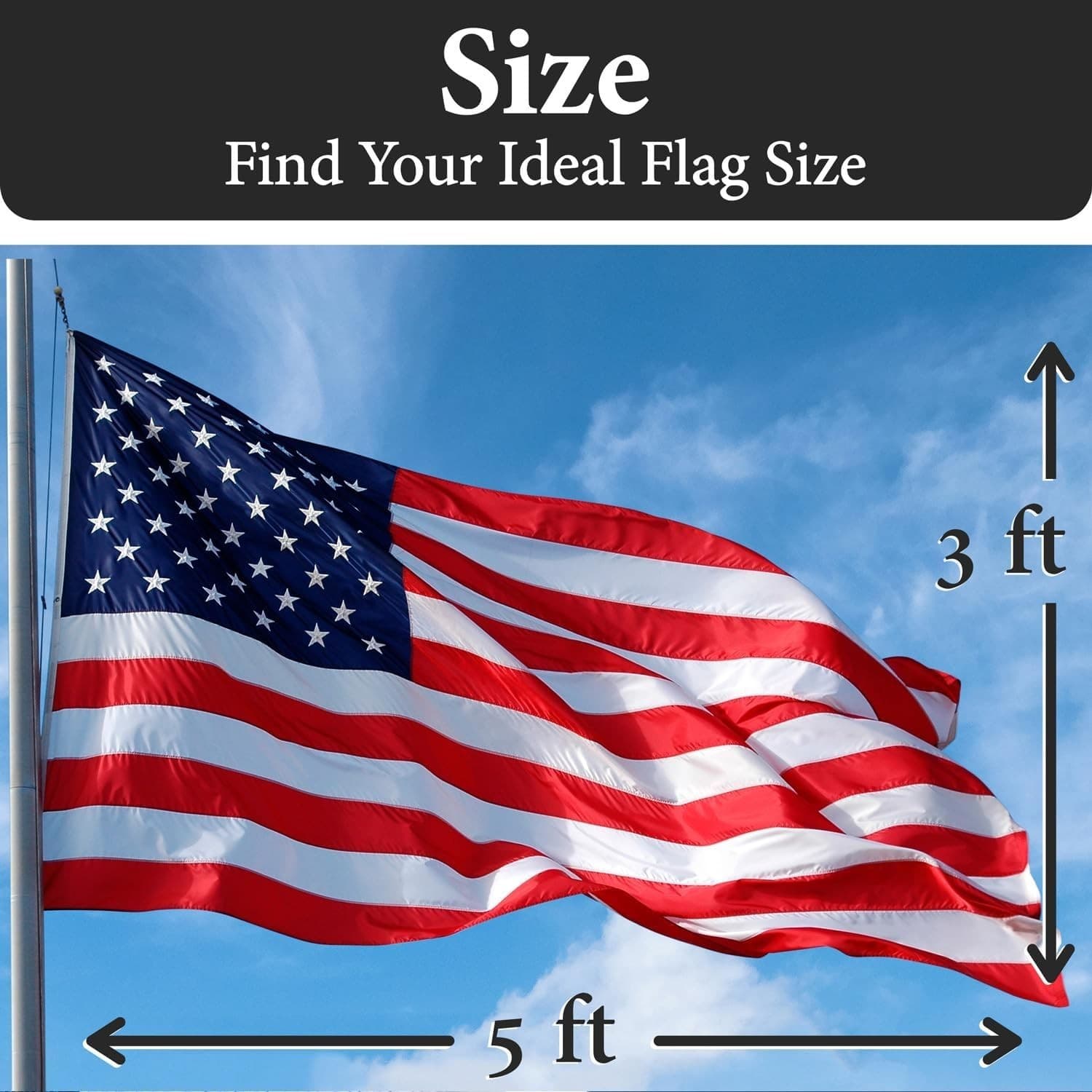 American Flags for Outside 3x5-100% Polyester MADE IN THE USA -Indestructible Du - Thumbnail 2