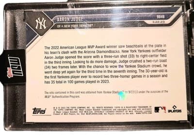 Aaron Judge Topps NOW /75 Game Used Base Relic Yankees 3 HR Game #04/75 - Thumbnail 2