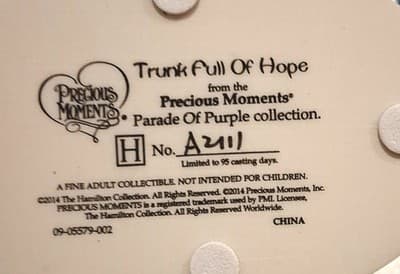 Precious Moments Trunk Full Of Hope Parade Of Purple LE 95 Days A2111 - Thumbnail 2