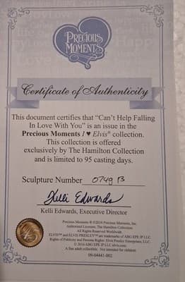 Precious Moments Elvis Cant Help Falling In Love Ltd 95 Days w COA - Thumbnail 2