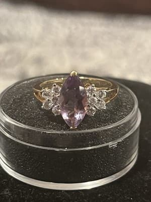 Marquise Amethyst and Diamond Ring - Thumbnail 2