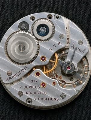 Vintage Hamilton 917 17 Jewel Pocket Watch Movement & Dial 14K Gold - Thumbnail 2