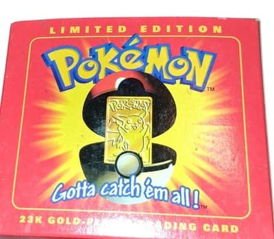 “1999 Pokémon Pikachu 23K Gold Plated Card Burger King Limited Edition COMPLETE - Thumbnail 3