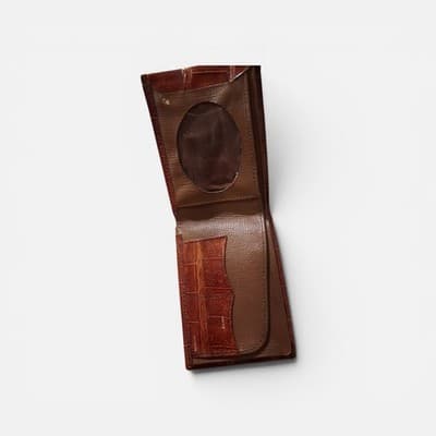 Vintage BEL0S Brazilian Caiman Crocodile Leather Secretary Wallet Long Bifold - Thumbnail 3