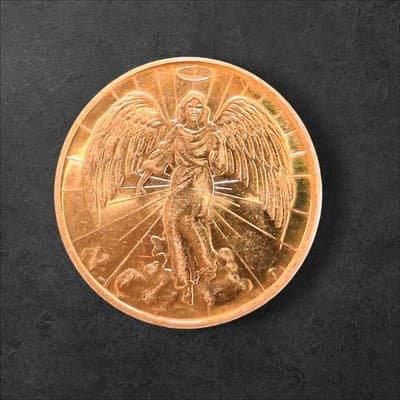 Vintage Guardian Angel Double-Sided Gold Plated Collectors Coin Unc. - Thumbnail 2