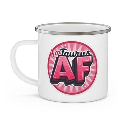 Taurus Zodiac Sign Enamel Coffee Cup, Birthday Gift for Taurus, Im Taurus AF Mug - Thumbnail 2