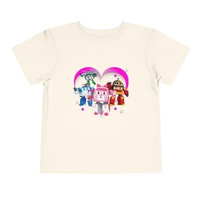 Robocar Poli Toddler Short Sleeve Tee | Pink heart | Robocar Poli T-shirt