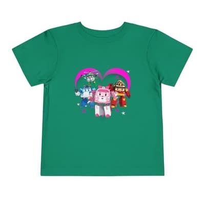 Robocar Poli Toddler Short Sleeve Tee | Pink heart | Robocar Poli T-shirt