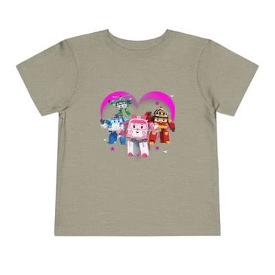 Robocar Poli Toddler Short Sleeve Tee | Pink heart | Robocar Poli T-shirt