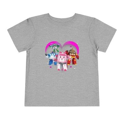 Robocar Poli Toddler Short Sleeve Tee | Pink heart | Robocar Poli T-shirt