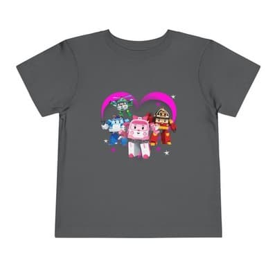 Robocar Poli Toddler Short Sleeve Tee | Pink heart | Robocar Poli T-shirt