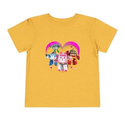 Robocar Poli Toddler Short Sleeve Tee | Pink heart | Robocar Poli T-shirt