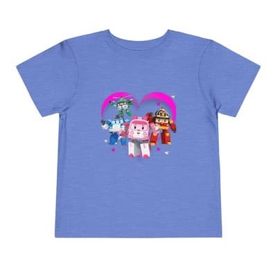 Robocar Poli Toddler Short Sleeve Tee | Pink heart | Robocar Poli T-shirt