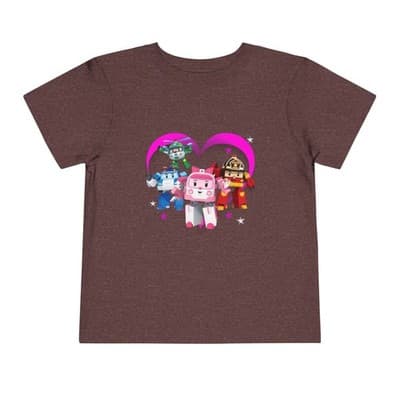 Robocar Poli Toddler Short Sleeve Tee | Pink heart | Robocar Poli T-shirt