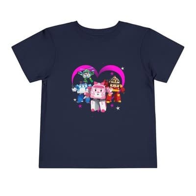 Robocar Poli Toddler Short Sleeve Tee | Pink heart | Robocar Poli T-shirt