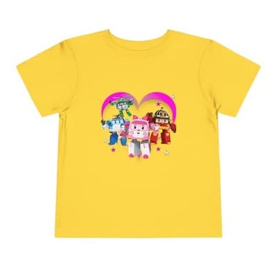 Robocar Poli Toddler Short Sleeve Tee | Pink heart | Robocar Poli T-shirt