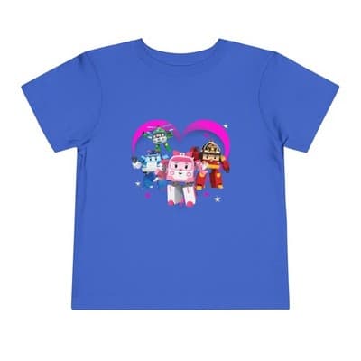 Robocar Poli Toddler Short Sleeve Tee | Pink heart | Robocar Poli T-shirt