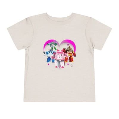 Robocar Poli Toddler Short Sleeve Tee | Pink heart | Robocar Poli T-shirt