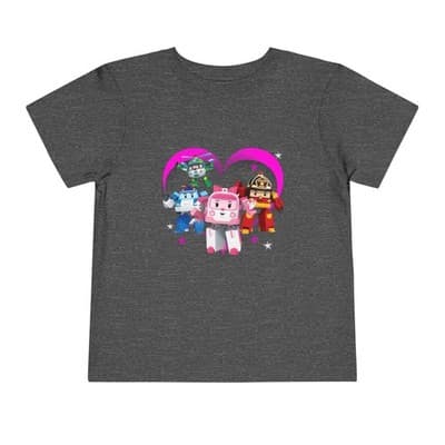 Robocar Poli Toddler Short Sleeve Tee | Pink heart | Robocar Poli T-shirt
