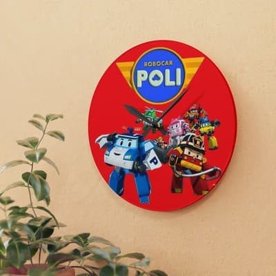 Robocar Poli Acrylic Wall Clock, Robocar Poli Wall Clock - Thumbnail 3