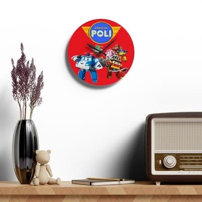 Robocar Poli Acrylic Wall Clock, Robocar Poli Wall Clock - Thumbnail 4