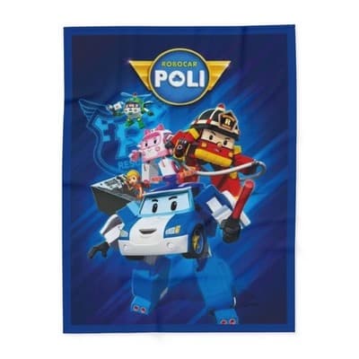 Robocar Poli Blue Fleece Blanket, Kids Throw Blanket