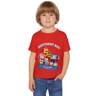 Robocar Poli Birthday Theme T-shirt - Thumbnail 3