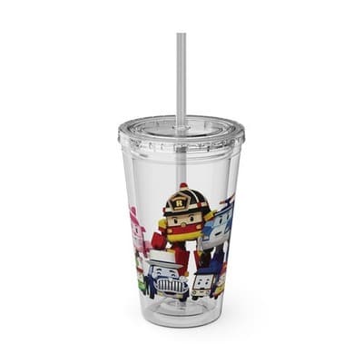 Robocar Poli Acrylic Tumbler | Custom Robocar Poli tumbler with lid and straw