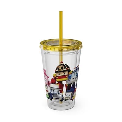 Robocar Poli Acrylic Tumbler | Custom Robocar Poli tumbler with lid and straw