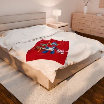 Robocar Poli Velveteen Plush Blanket, Robocar Poli Blanket, Kids Throw blanket - Thumbnail 4