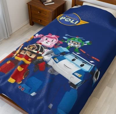 Robocar Poli Velveteen Plush Blanket | Cozy Kids Throw, Soft Blanket for [...]