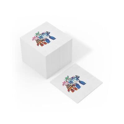 Robocar Poli Party Supplies, Disposable Beverage Napkins, White Coined - Thumbnail 3