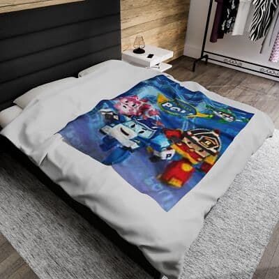 Velveteen Plush Blanket | Robocar Poli Blanket - Thumbnail 4