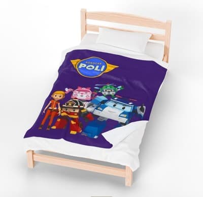 Robocar Poli Velveteen Plush Blanket | Cozy Kids Throw, Soft Blanket for [...] - Thumbnail 5