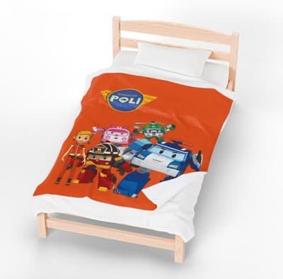 Robocar Poli Velveteen Plush Blanket | Cozy Kids Throw, Soft Blanket for [...] - Thumbnail 2