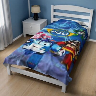 Velveteen Plush Blanket | Robocar Poli Blanket - Thumbnail 3