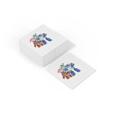 Robocar Poli Party Supplies, Disposable Beverage Napkins, White Coined - Thumbnail 3